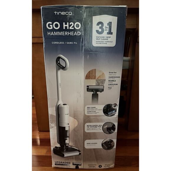 Tineco Go H2O Hammerhead Wet Dry Cordless Vacuum Floor Washer Self Clean White - Picture 3 of 4